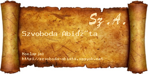 Szvoboda Abiáta névjegykártya